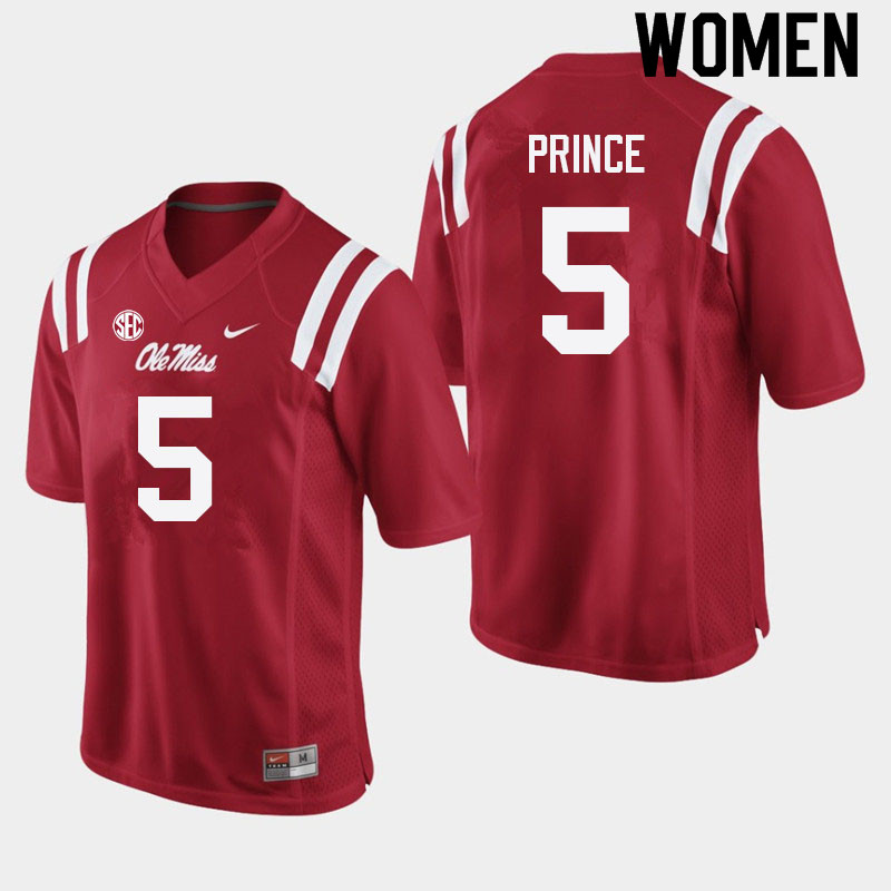 Deantre Prince Ole Miss Rebels NCAA Women's Red #5 Stitched Limited College Football Jersey NRU7258AV